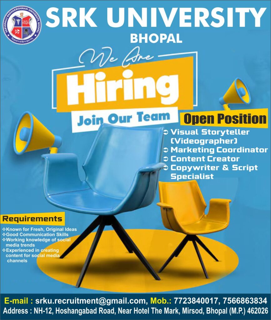 Jobs for srk University Bhopal